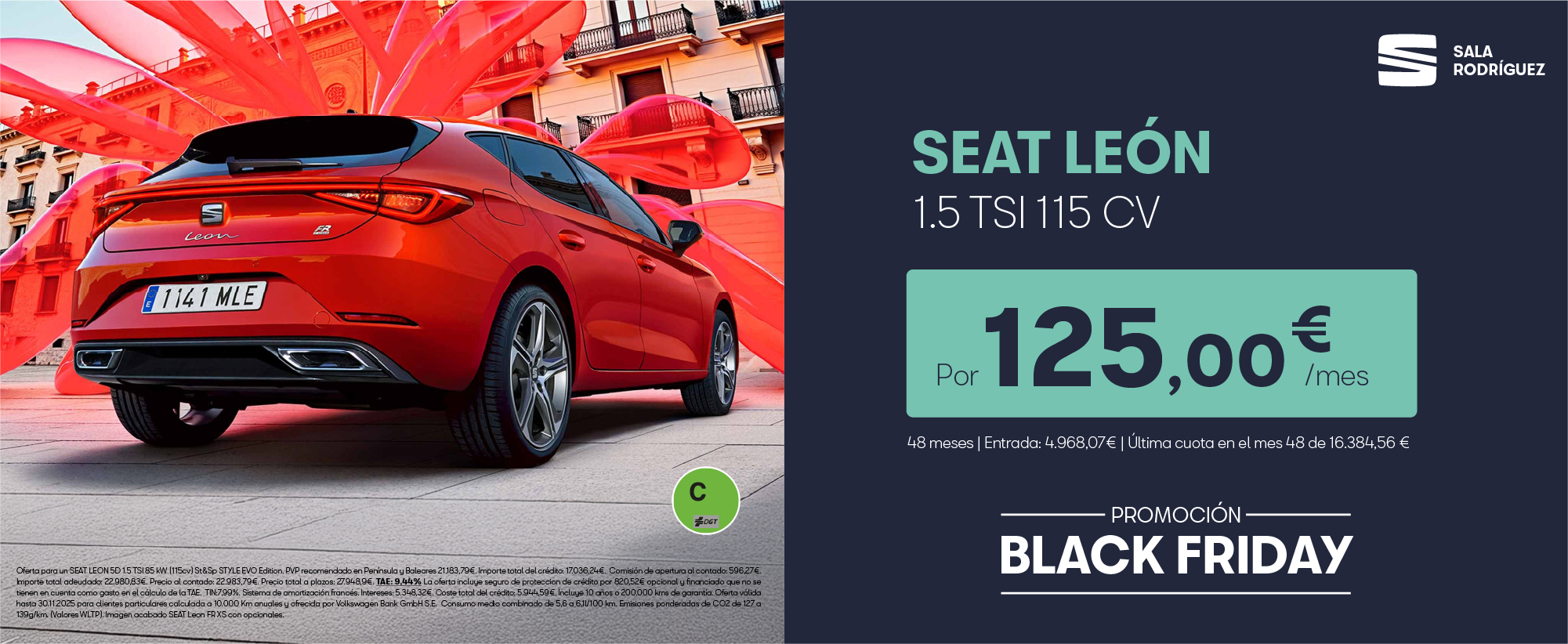 ¡Unidades limitadas! SEAT León TSI por 125€/mes*